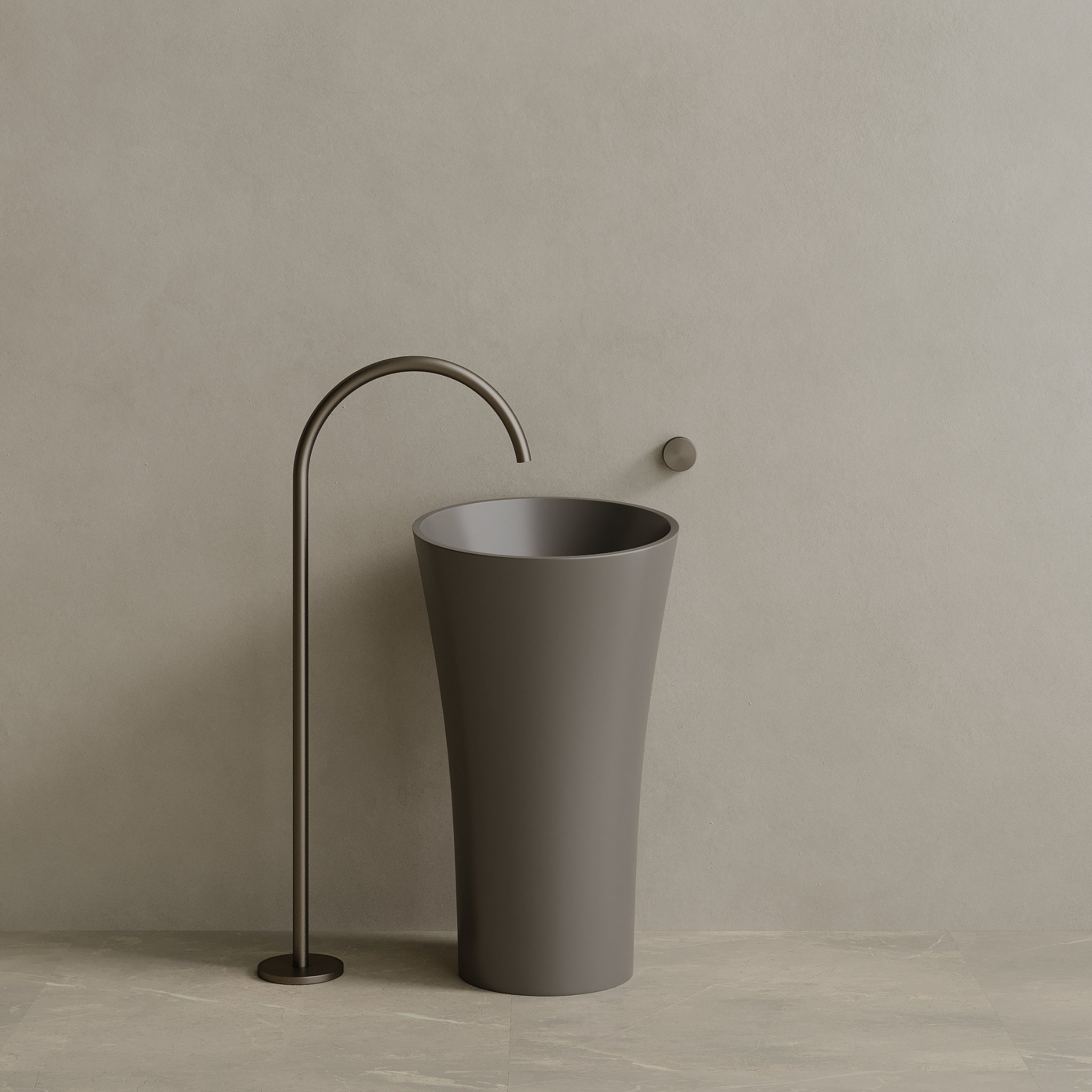 20" x 36" Solid Surface Stone Resin Pedestal Sink