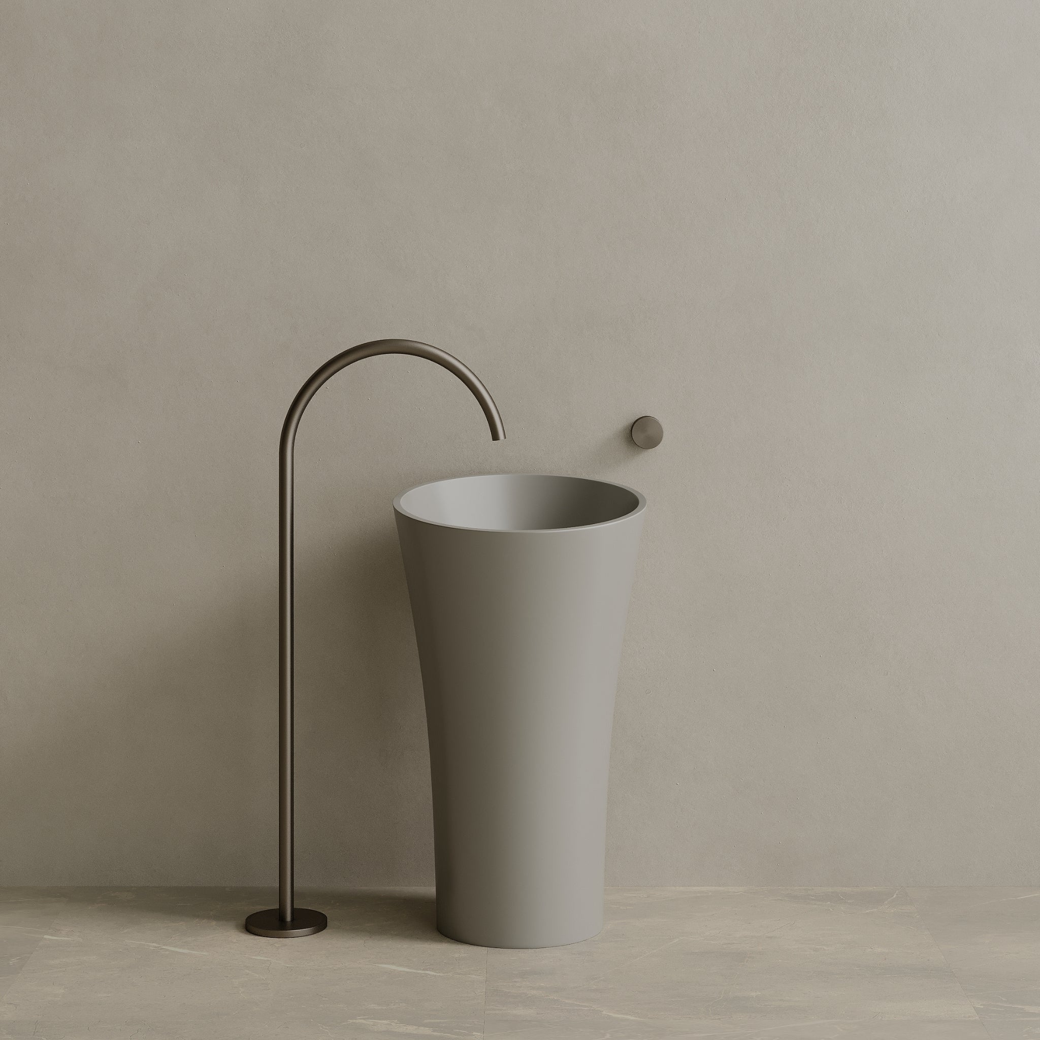 20" x 36" Solid Surface Stone Resin Pedestal Sink