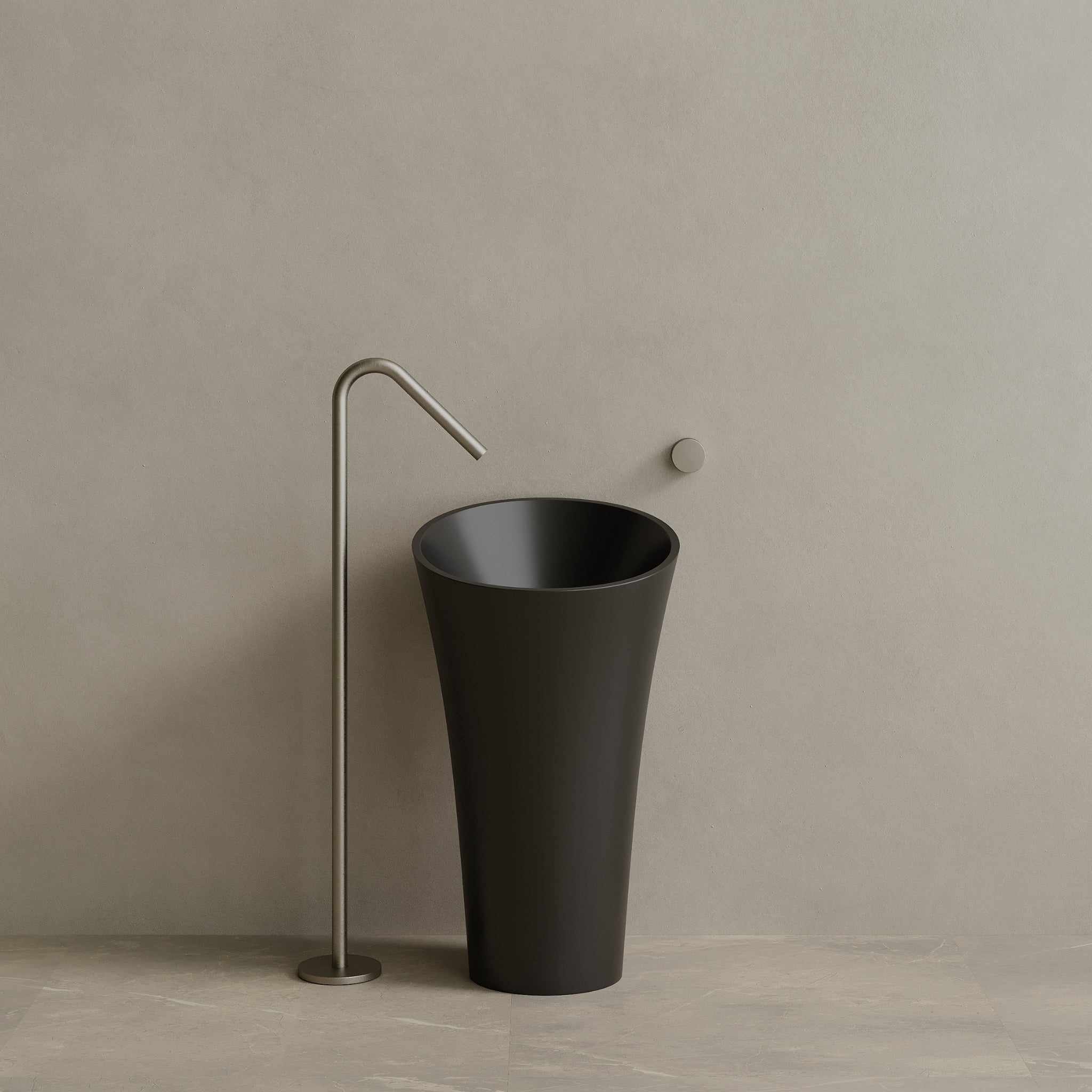 21" x 36" Solid Surface Stone Resin Pedestal Sink
