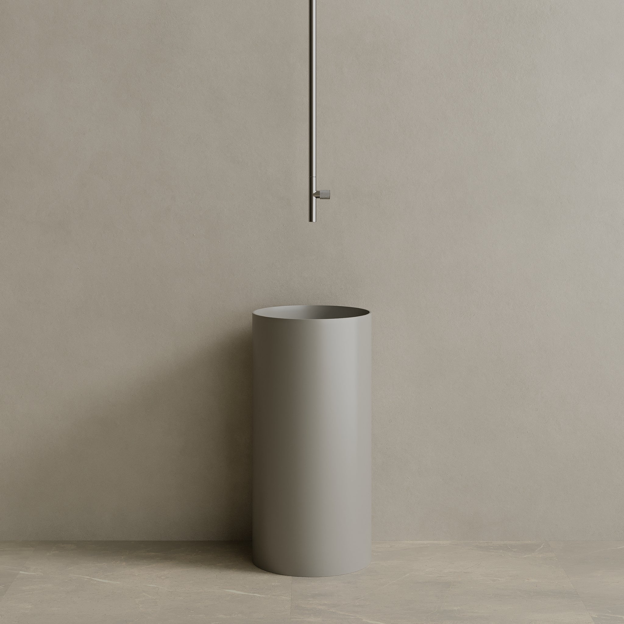 16" x 34" Solid Surface Stone Resin Round Pedestal Sink