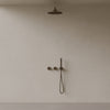 Thermostatic Square Arm Rainfall Shower System with Dual Knob Control and Handheld