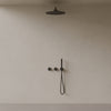 Thermostatic Square Arm Rainfall Shower System with Dual Knob Control and Handheld