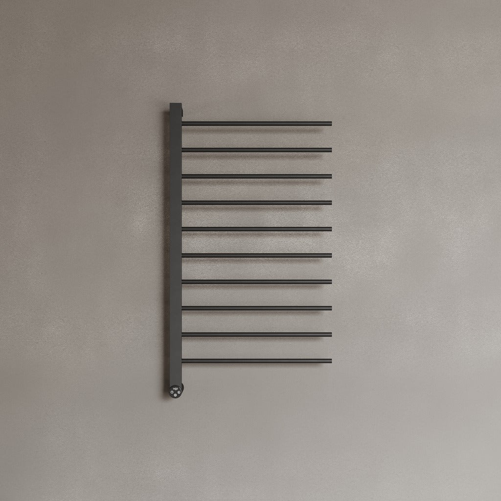 WALL-MOUNTED 10 ROD HEATED TOWEL RACK WITH DIGITAL DISPLAY