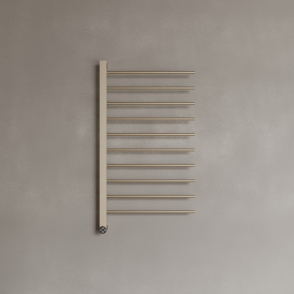 WALL-MOUNTED 10 ROD HEATED TOWEL RACK WITH DIGITAL DISPLAY