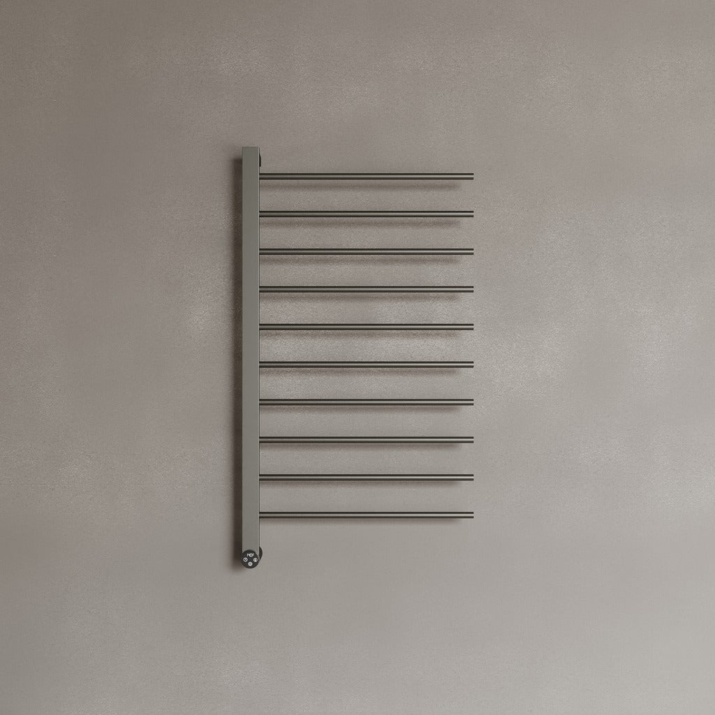 WALL-MOUNTED 10 ROD HEATED TOWEL RACK WITH DIGITAL DISPLAY