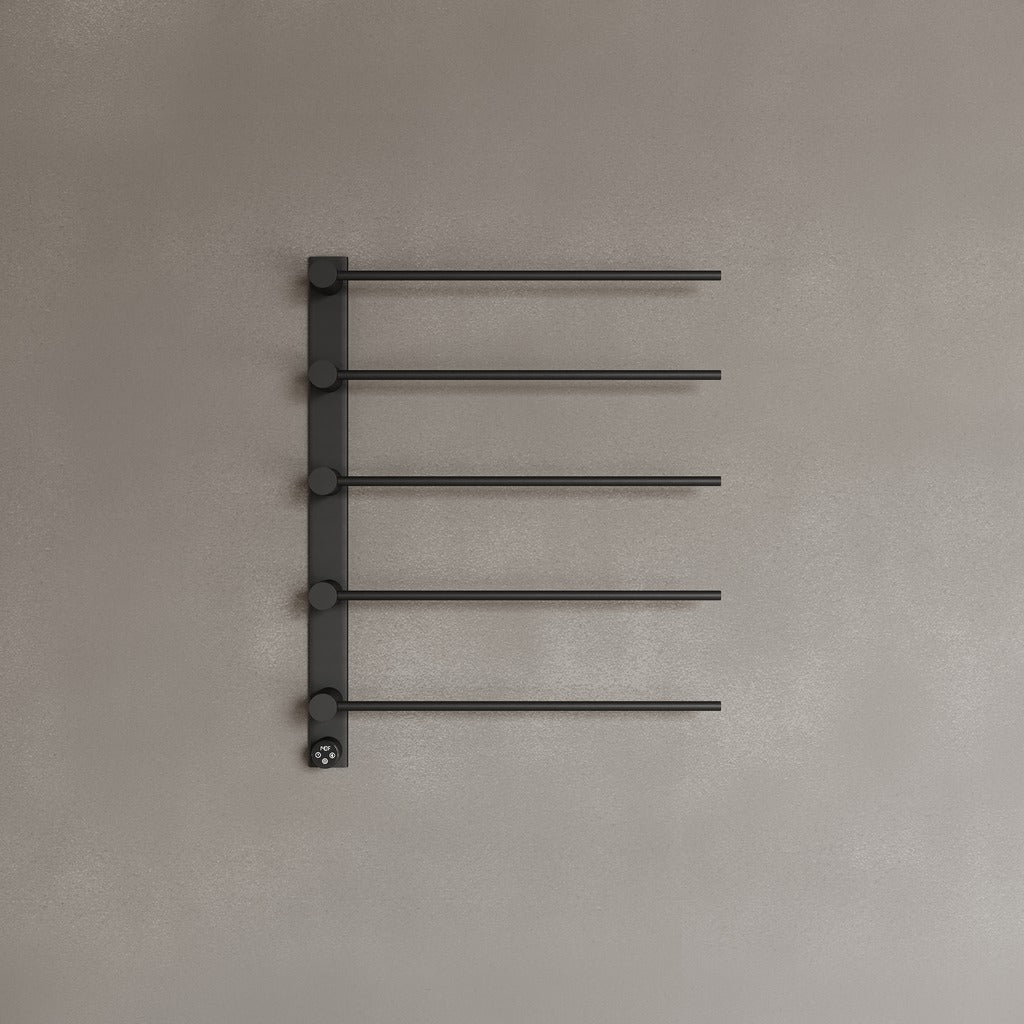 Wall-Mounted 5 Rod Heated Towel Rack with Digital Display