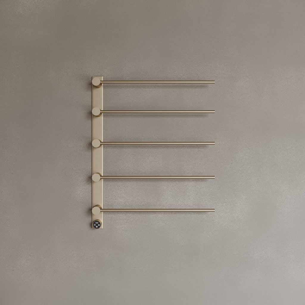 Wall-Mounted 5 Rod Heated Towel Rack with Digital Display