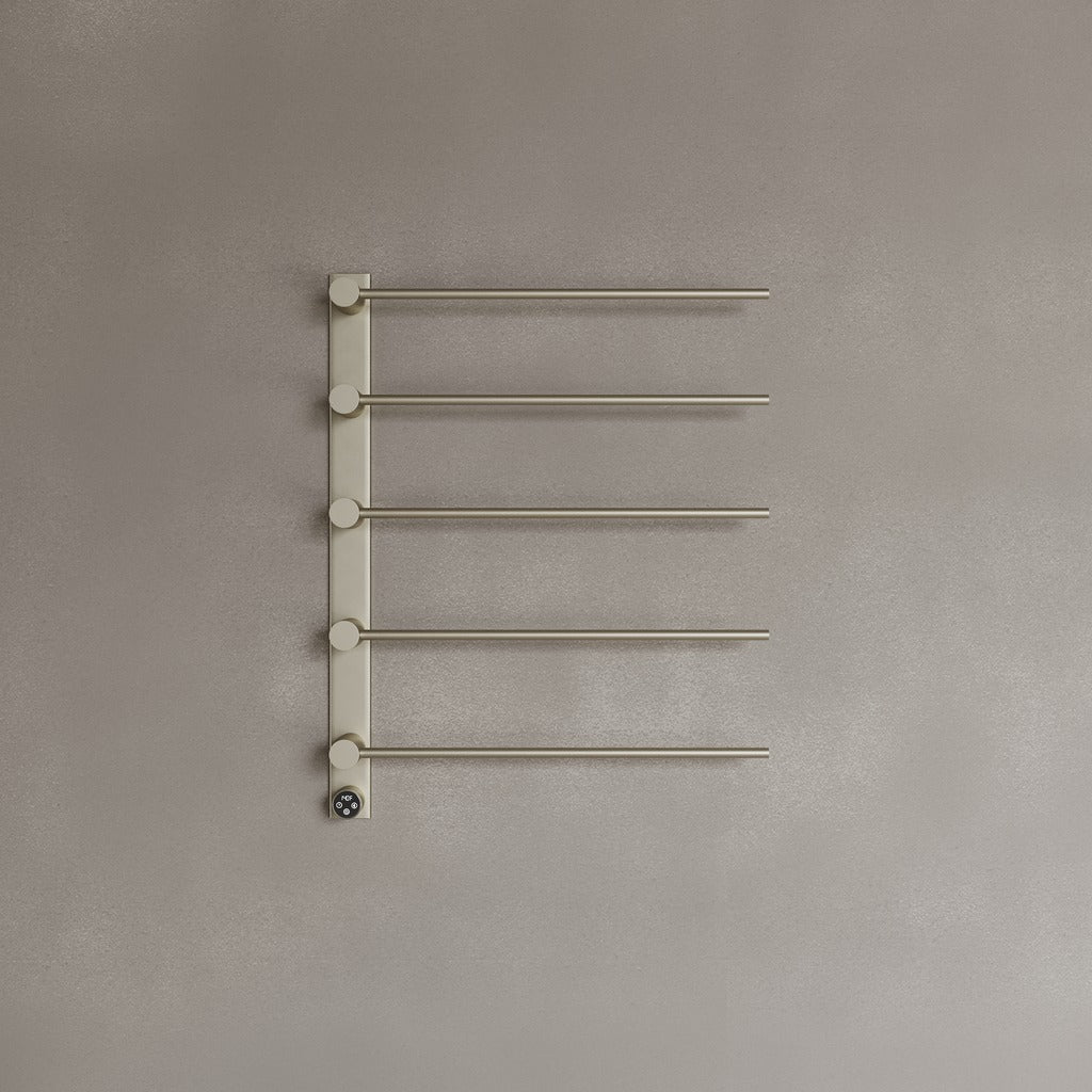 Wall-Mounted 5 Rod Heated Towel Rack with Digital Display