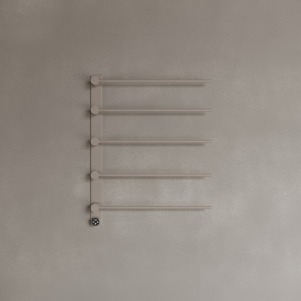 Wall-Mounted 5 Rod Heated Towel Rack with Digital Display