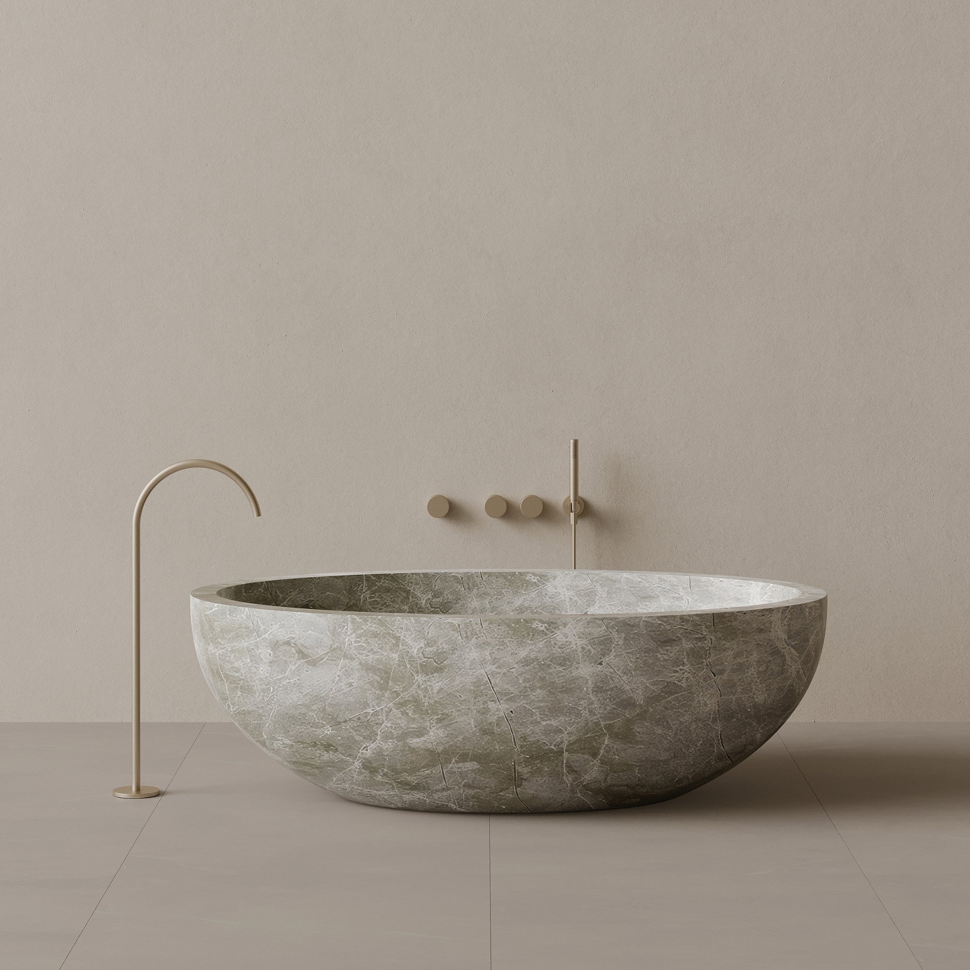 69" x 45" Handcrafted Oval Stone Bathtub