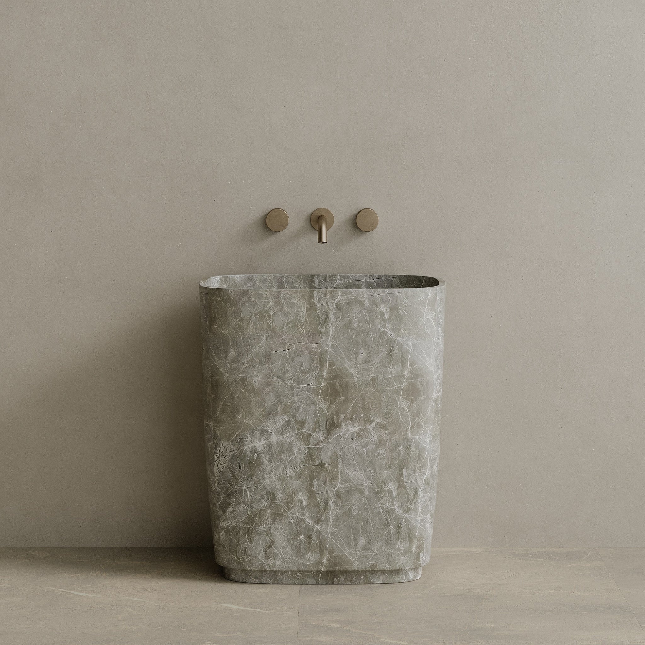 Ovola Handcrafted Stone Pedestal Sink