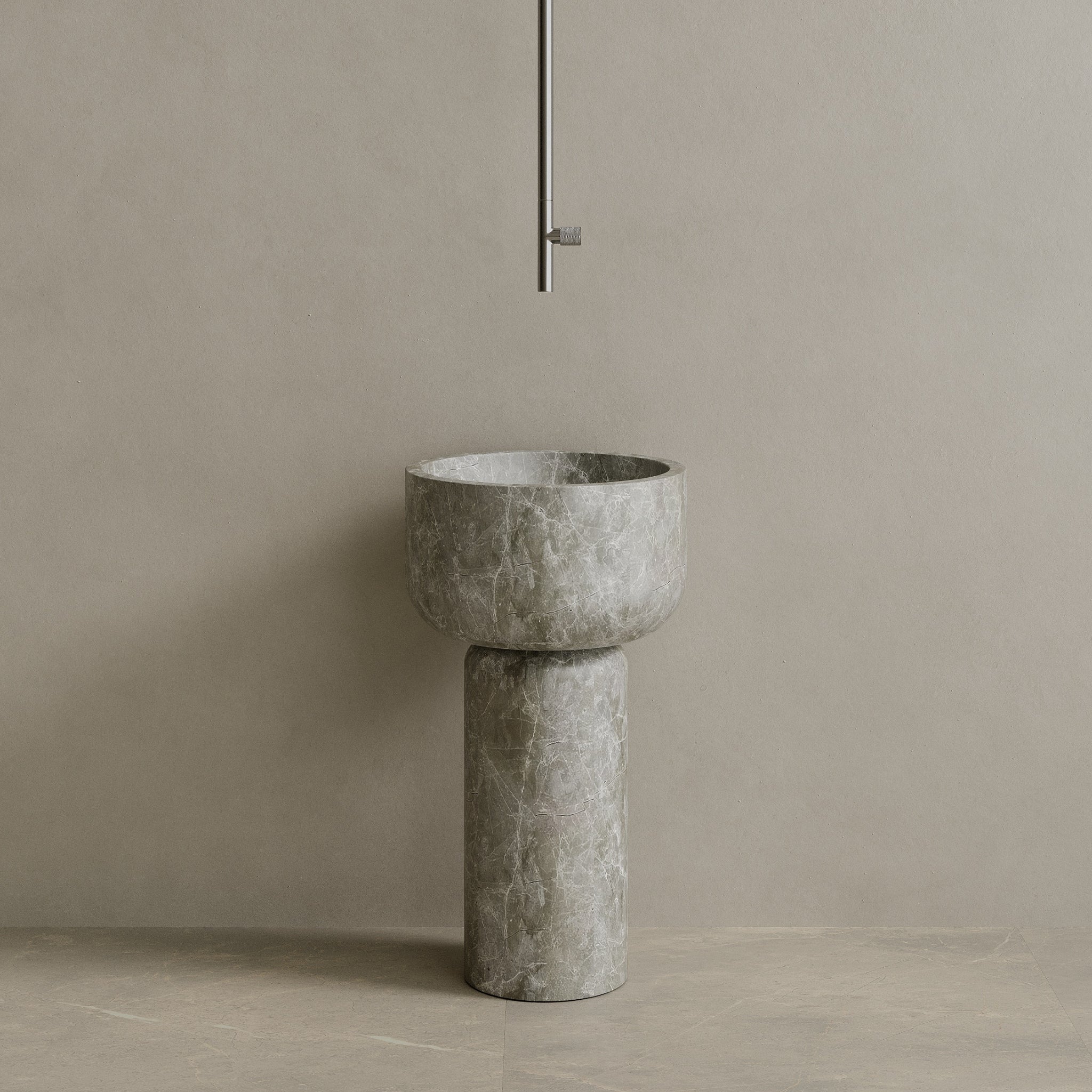 Veso Handcrafted Stone Pedestal Sink