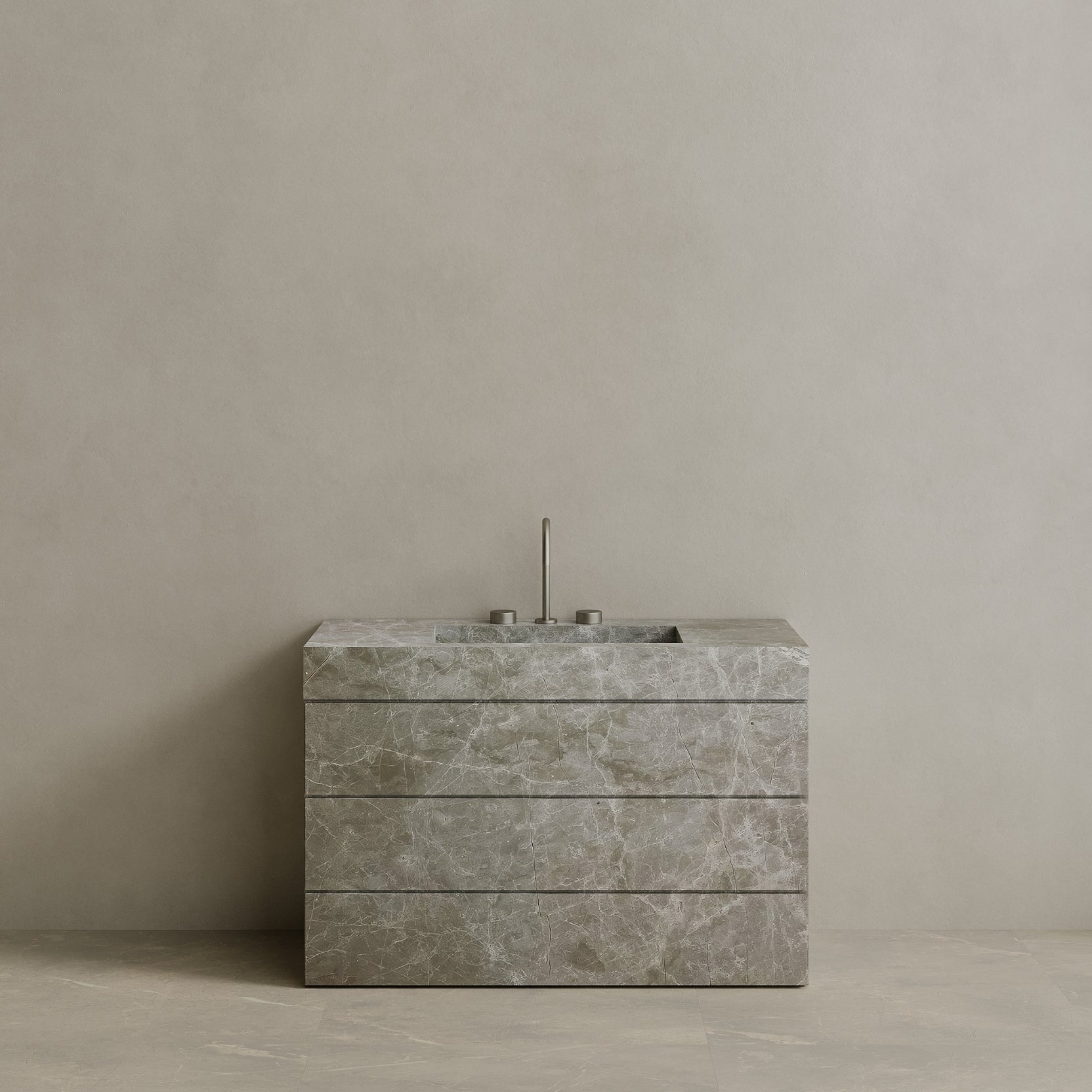 Single Sink Freestanding Handcrafted Marble Vanity with Drawers