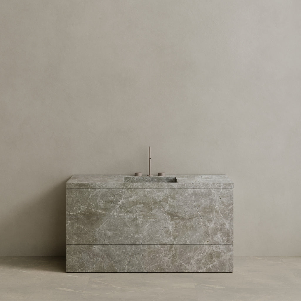 Single Sink Freestanding Handcrafted Marble Vanity with Drawers