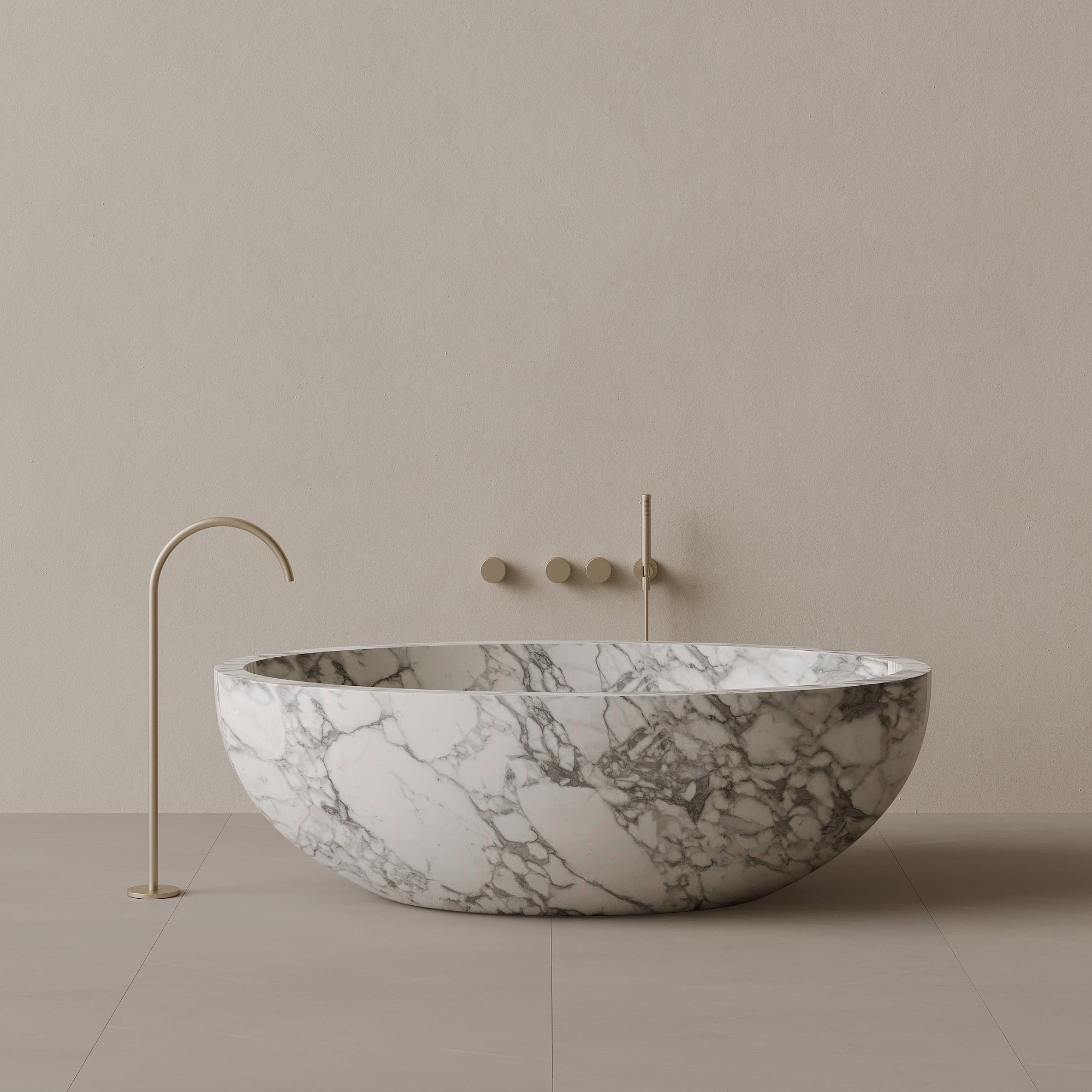 69" x 45" Handcrafted Oval Stone Bathtub