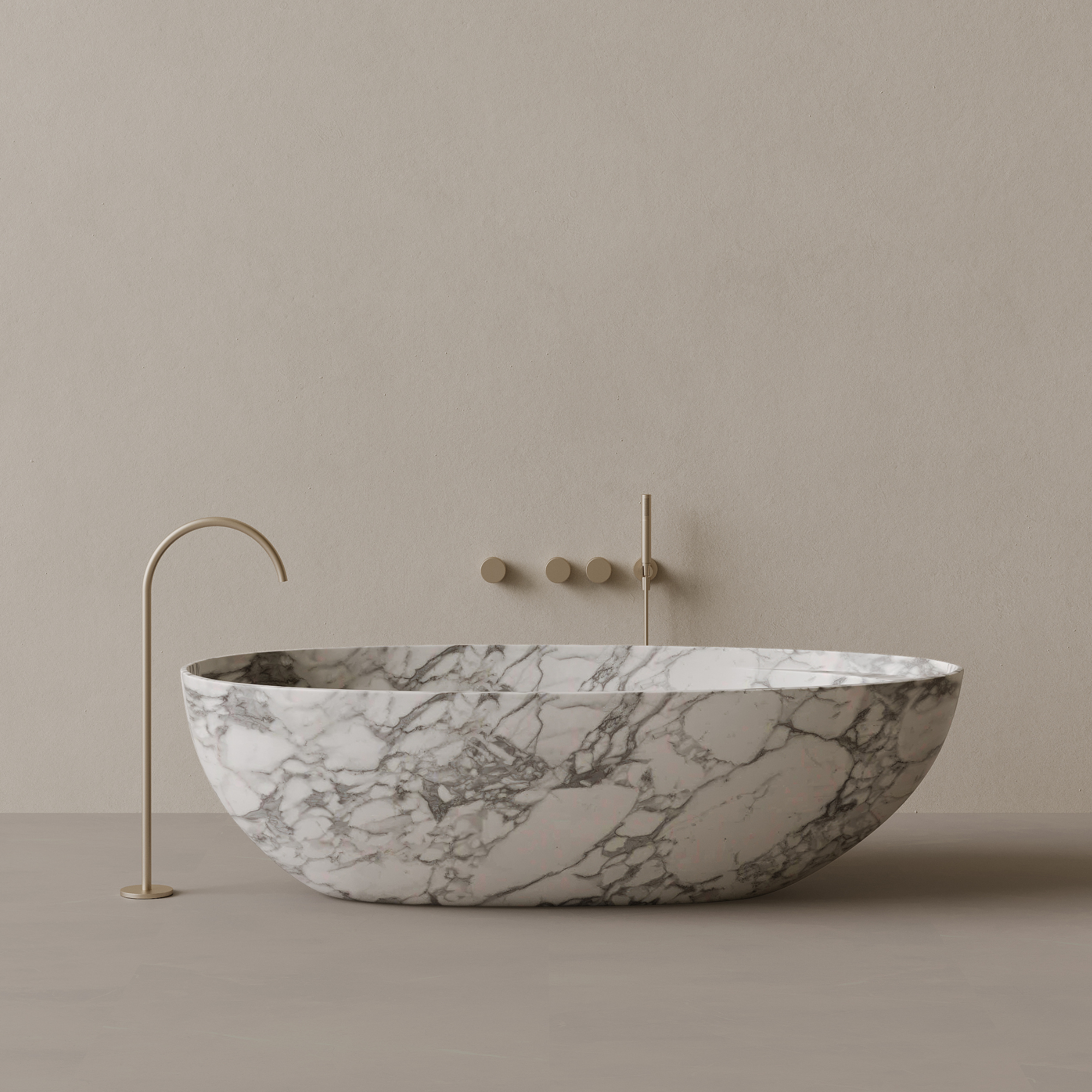 76" x 39" Handcrafted Oval Stone Bathtub with Shelf