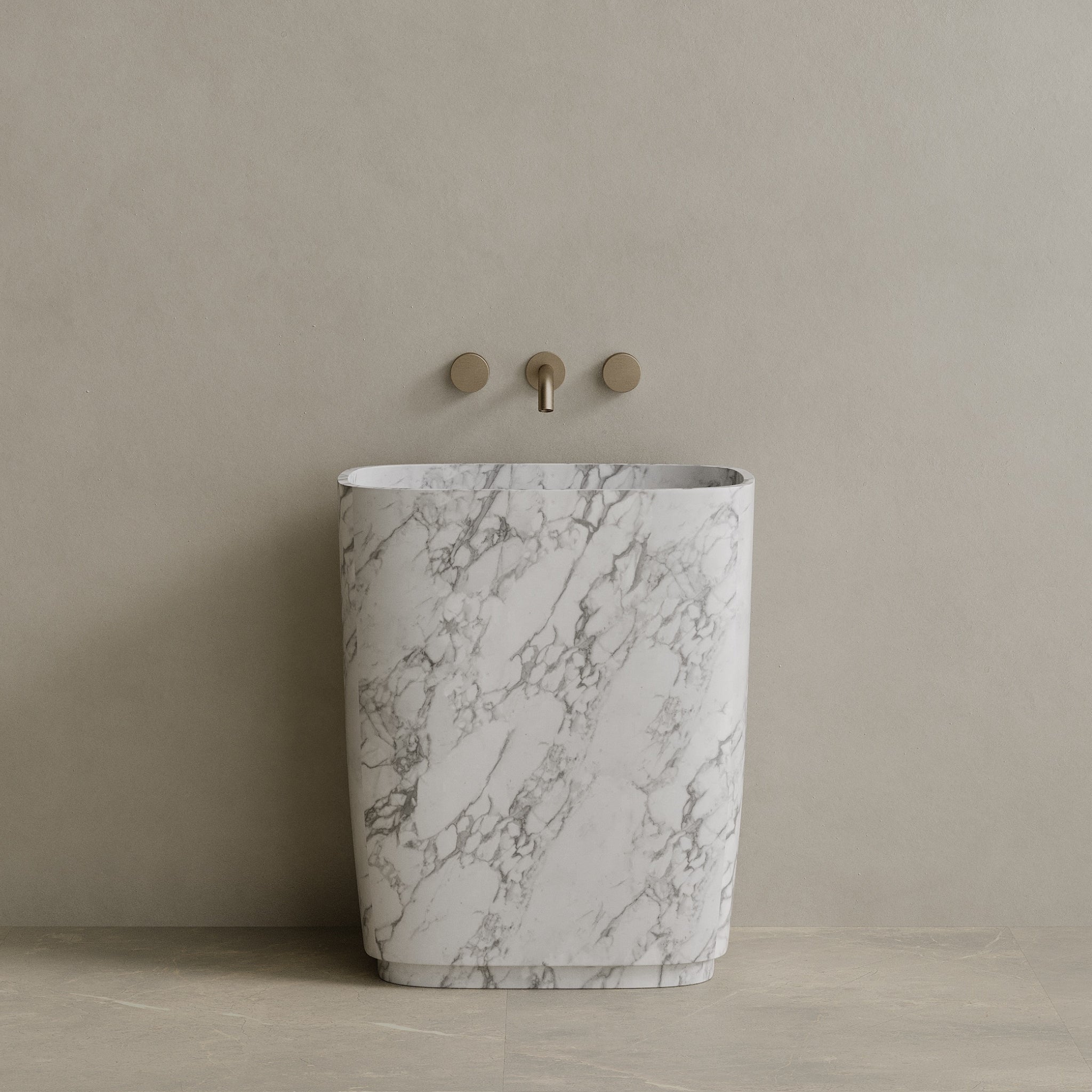 Ovola Handcrafted Stone Pedestal Sink