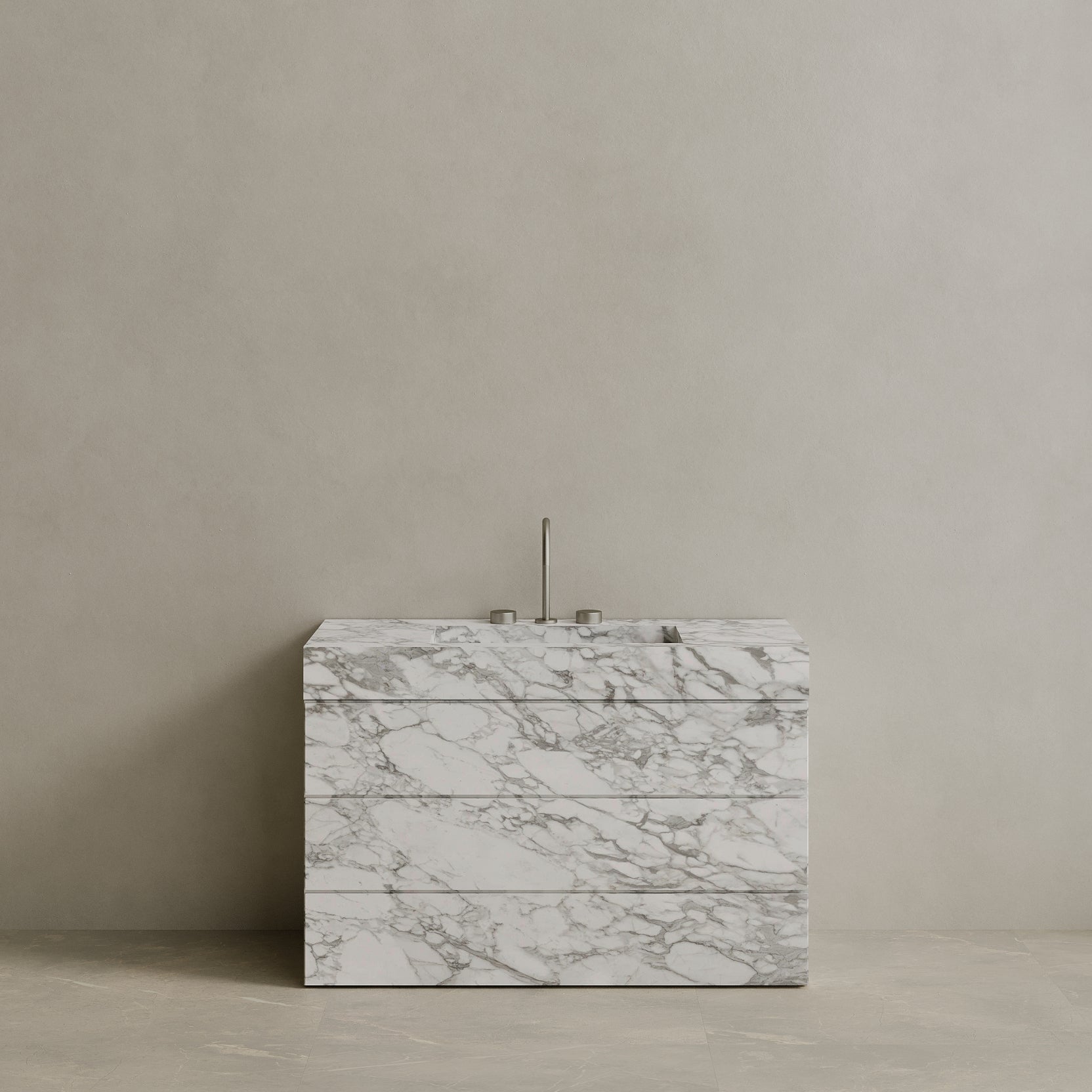 Single Sink Freestanding Handcrafted Marble Vanity with Drawers