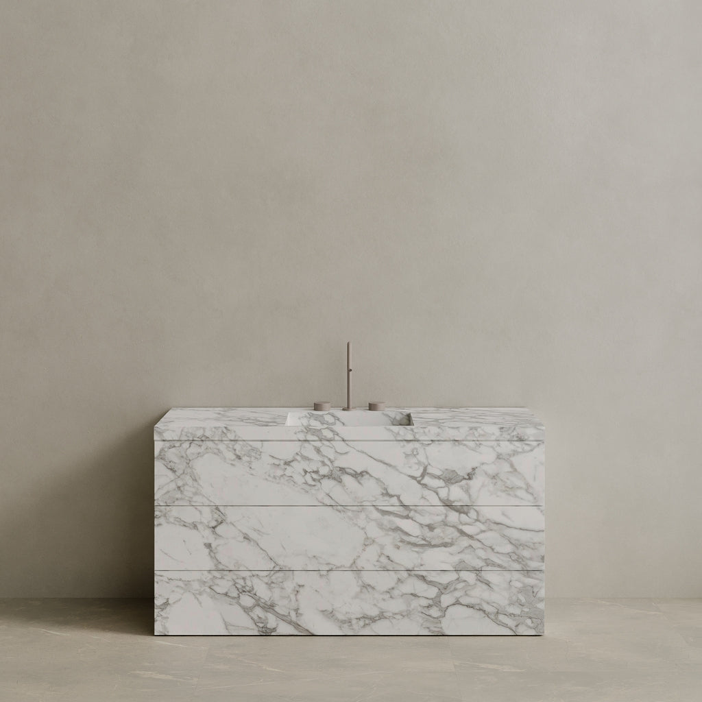 Single Sink Freestanding Handcrafted Marble Vanity with Drawers