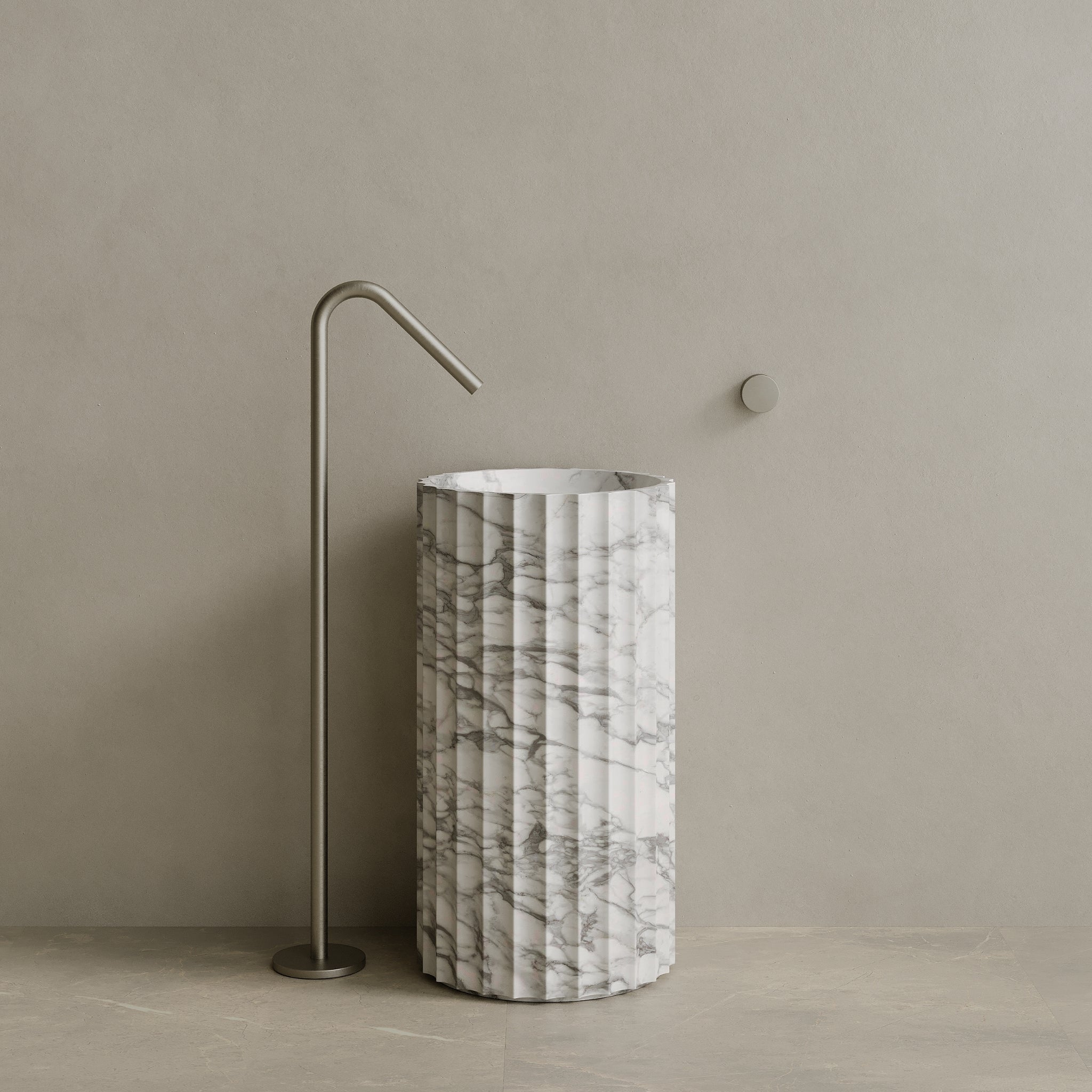 Cavo Handcrafted Fluted Stone Pedestal Sink