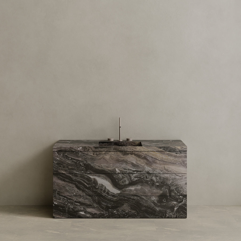 Single Sink Freestanding Handcrafted Marble Vanity with Drawers