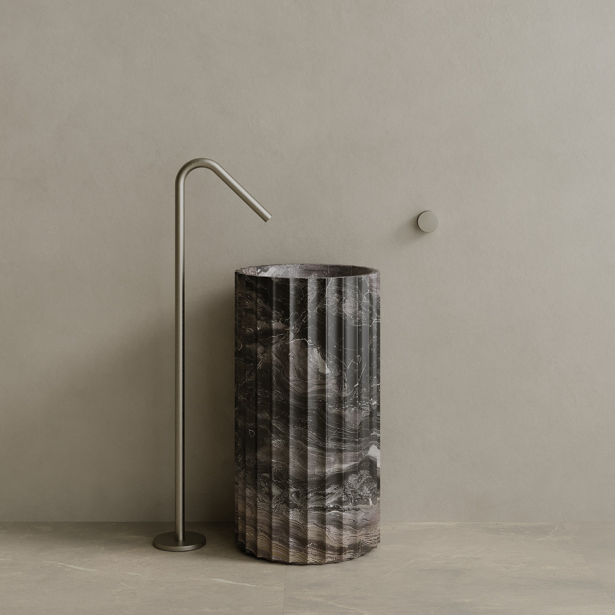 Cavo Handcrafted Fluted Stone Pedestal Sink