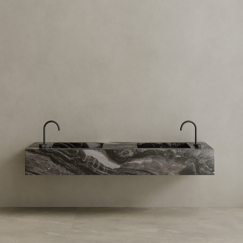 Double Sink Floating Handcrafted Marble Vanity