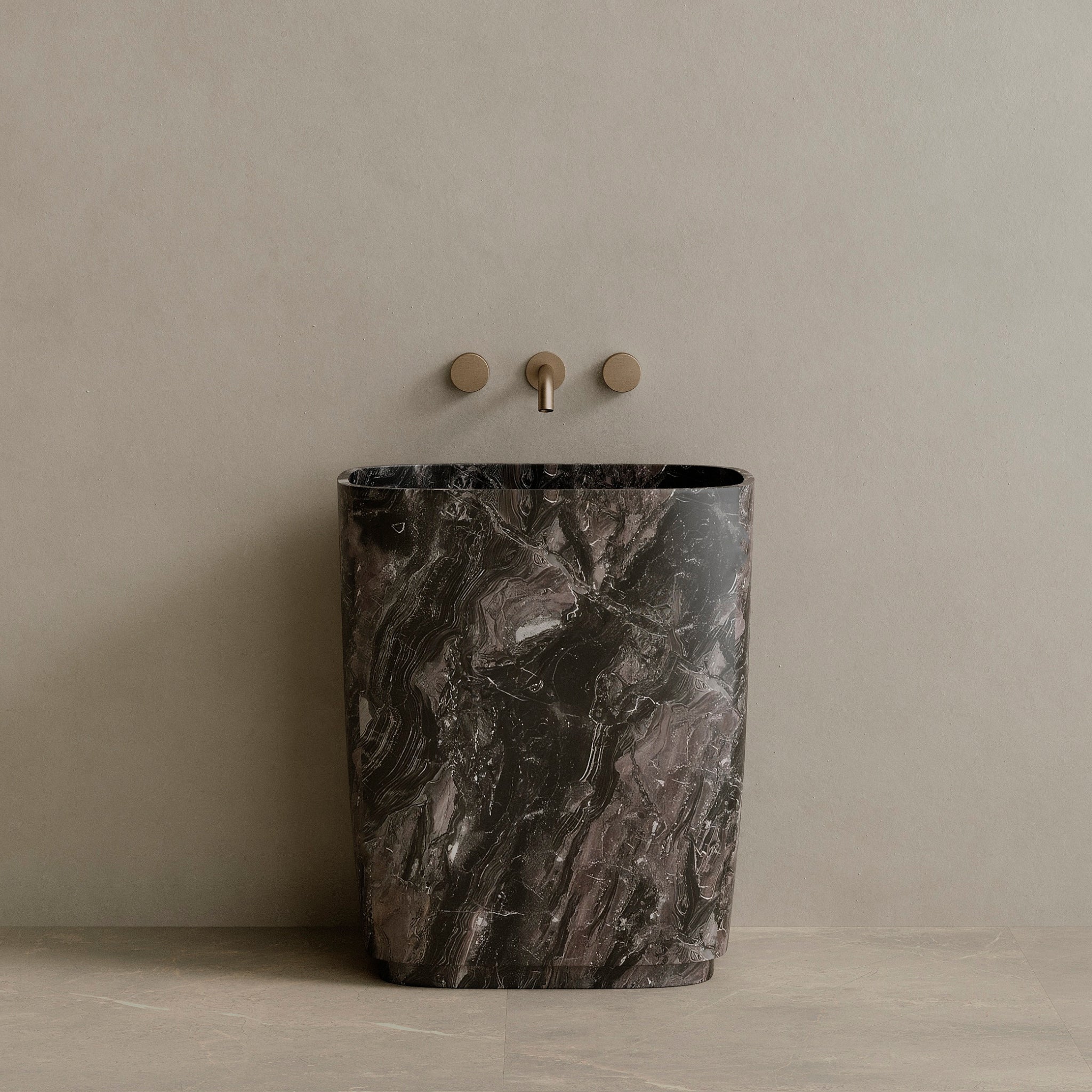 Ovola Handcrafted Stone Pedestal Sink
