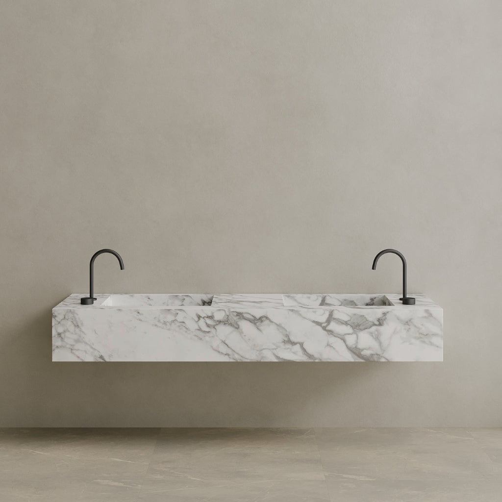 Double Sink Floating Handcrafted Marble Vanity