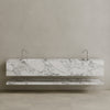 Oversized Double Sink Floating Handcrafted Marble Vanity