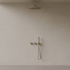 Thermostatic Curved Arm Rainfall Shower System with Dual Knob Control and Handheld