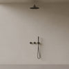Thermostatic Curved Arm Rainfall Shower System with Dual Knob Control and Handheld