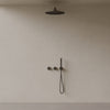 Thermostatic Curved Arm Rainfall Shower System with Dual Knob Control and Handheld