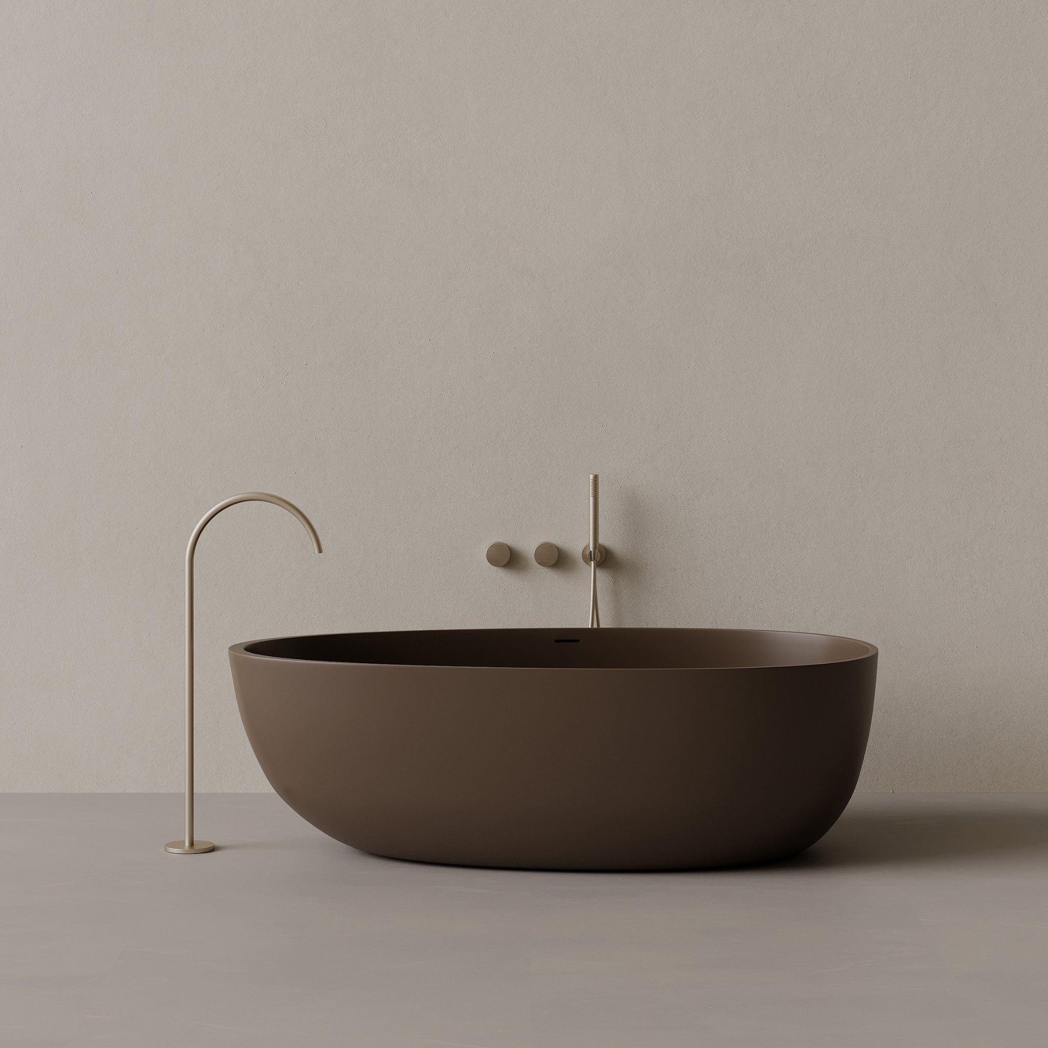 66" x 33" Oval Solid Surface Stone Resin Freestanding Bathtub