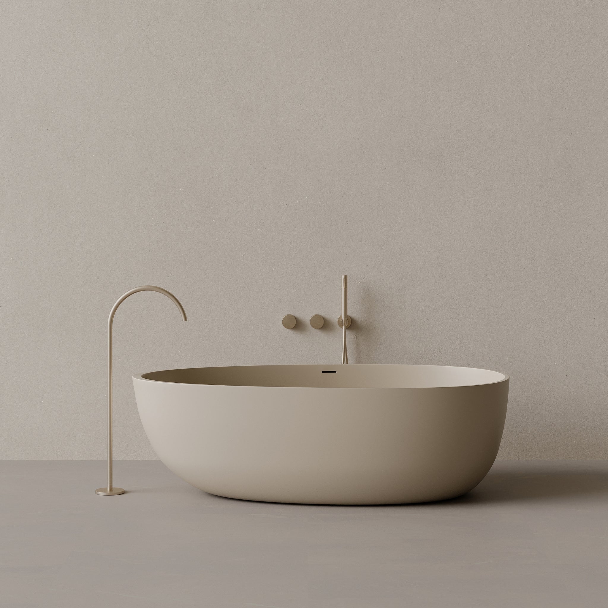 66" x 33" Oval Solid Surface Stone Resin Freestanding Bathtub