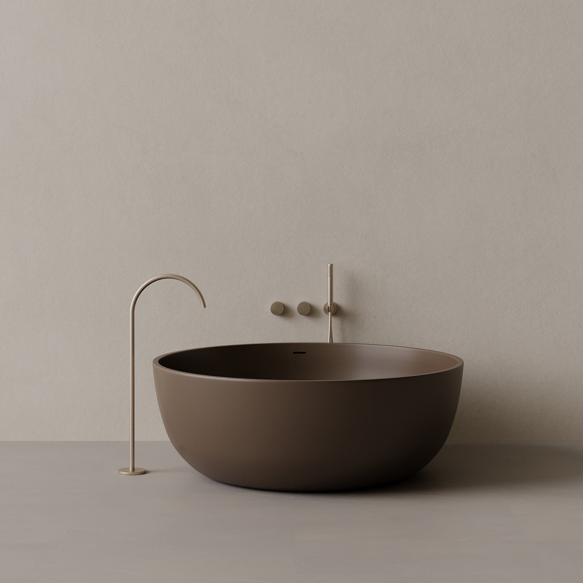 58" x 58" Round Solid Surface Stone Resin Freestanding Bathtub