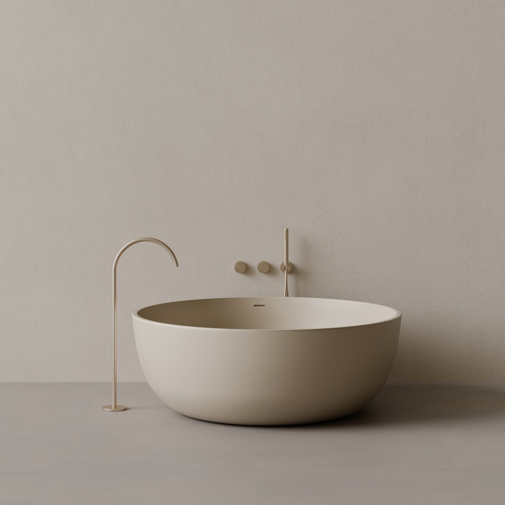 58" x 58" Round Solid Surface Stone Resin Freestanding Bathtub