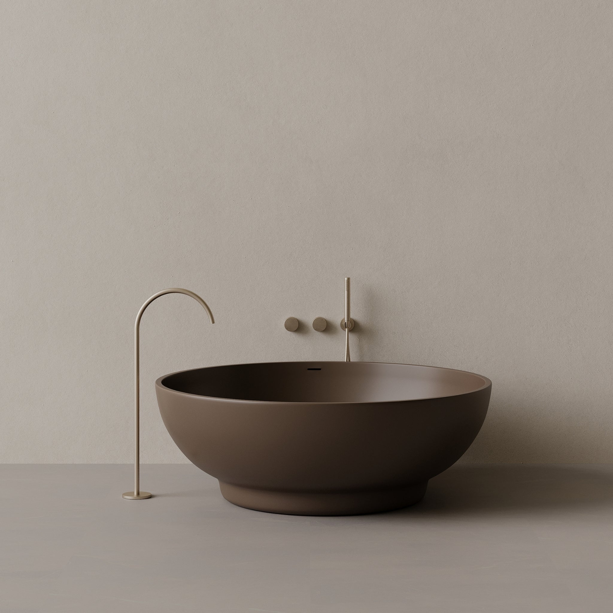 59" x 59" Round Solid Surface Stone Resin Freestanding Bathtub