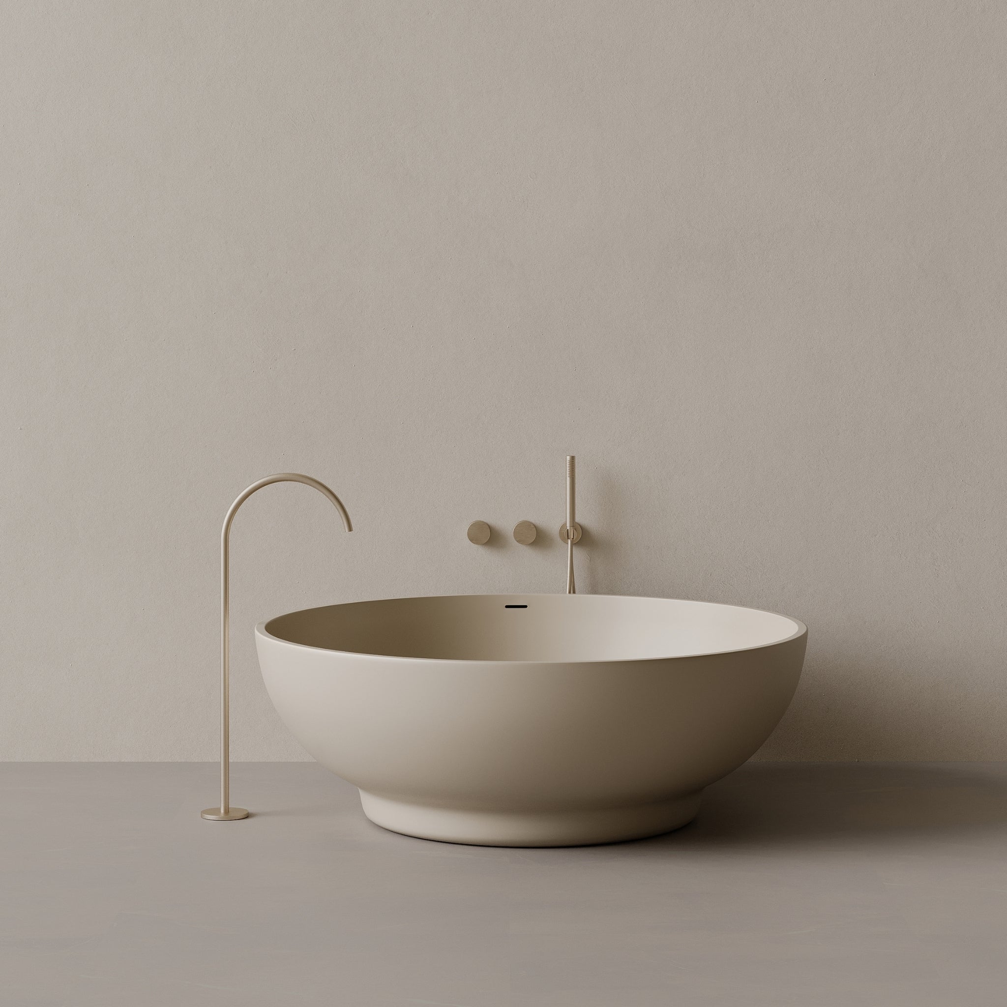 59" x 59" Round Solid Surface Stone Resin Freestanding Bathtub