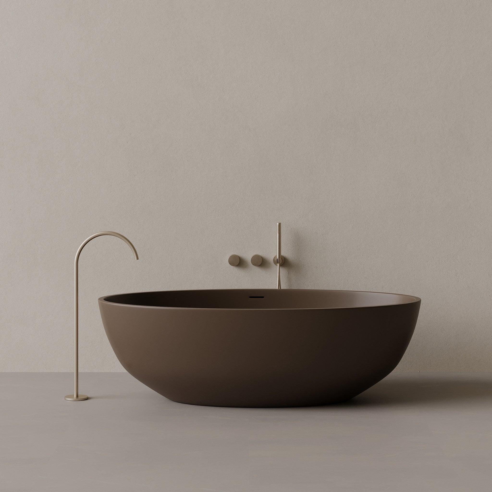 70" x 36" Oval Solid Surface Stone Resin Freestanding Bathtub