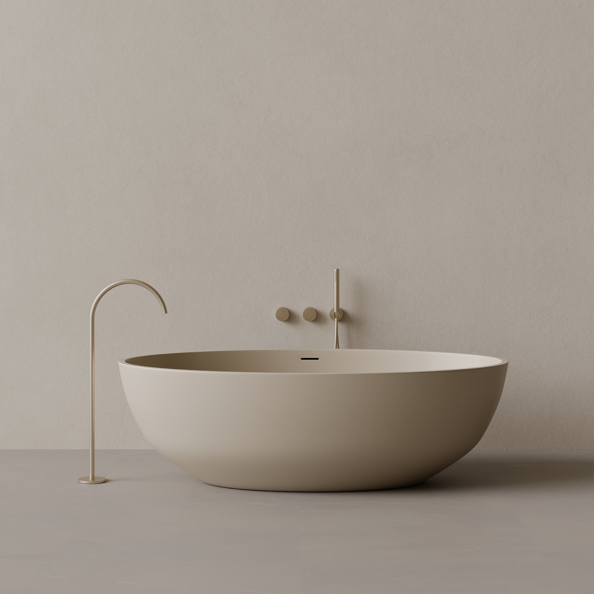 70" x 36" Oval Solid Surface Stone Resin Freestanding Bathtub