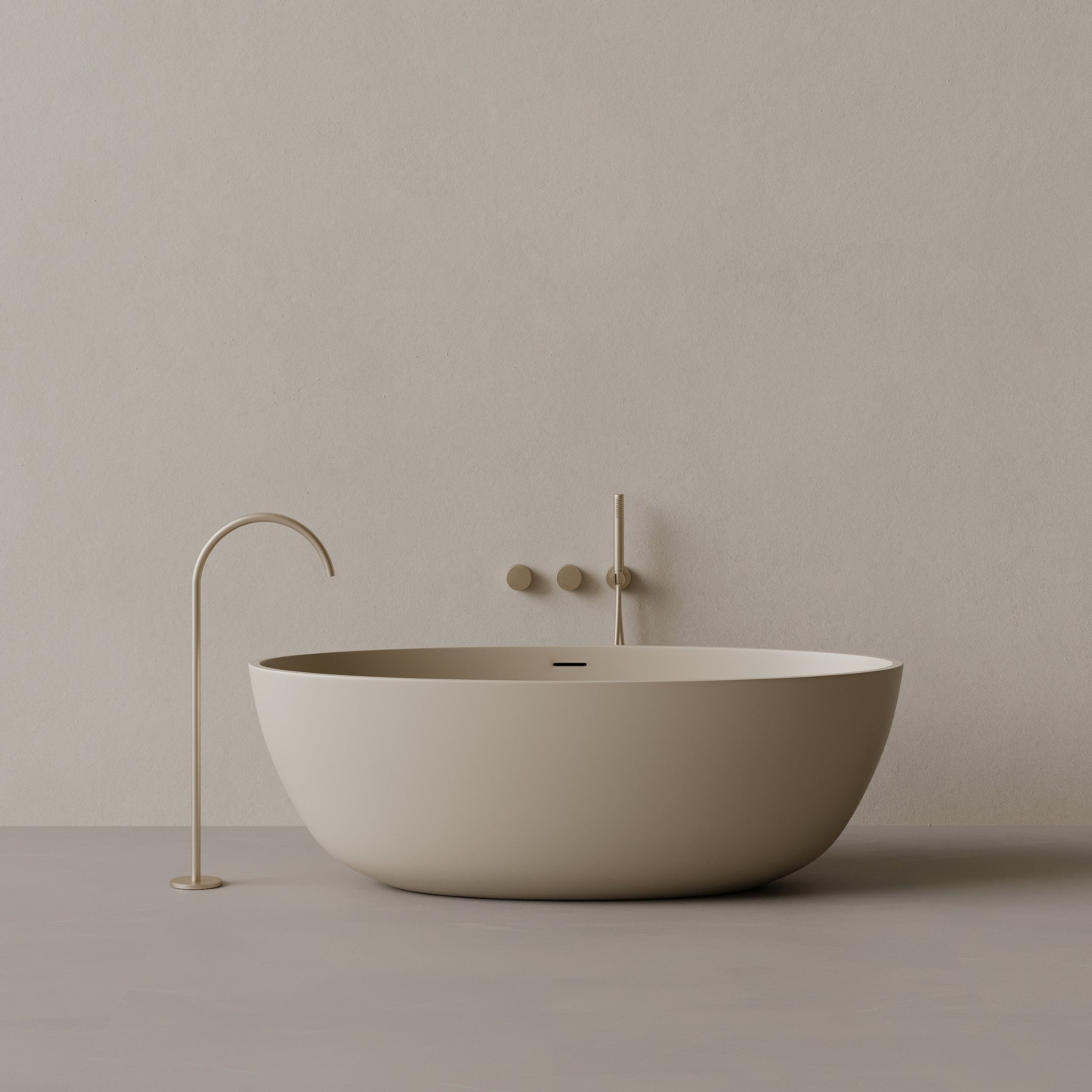 64" x 30" Oval Solid Surface Stone Resin Freestanding Bathtub