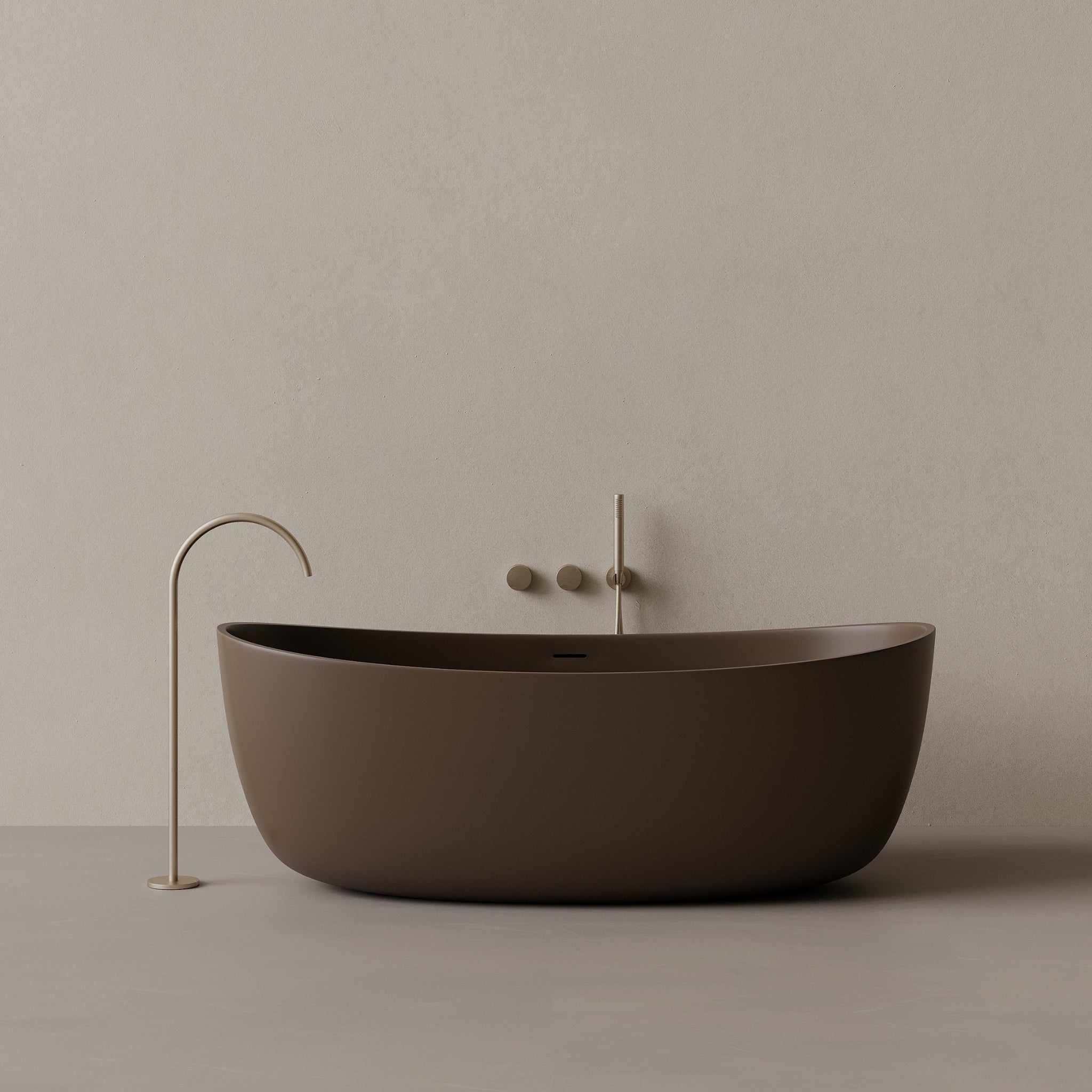 70" x 33" Oval Solid Surface Stone Resin Freestanding Bathtub