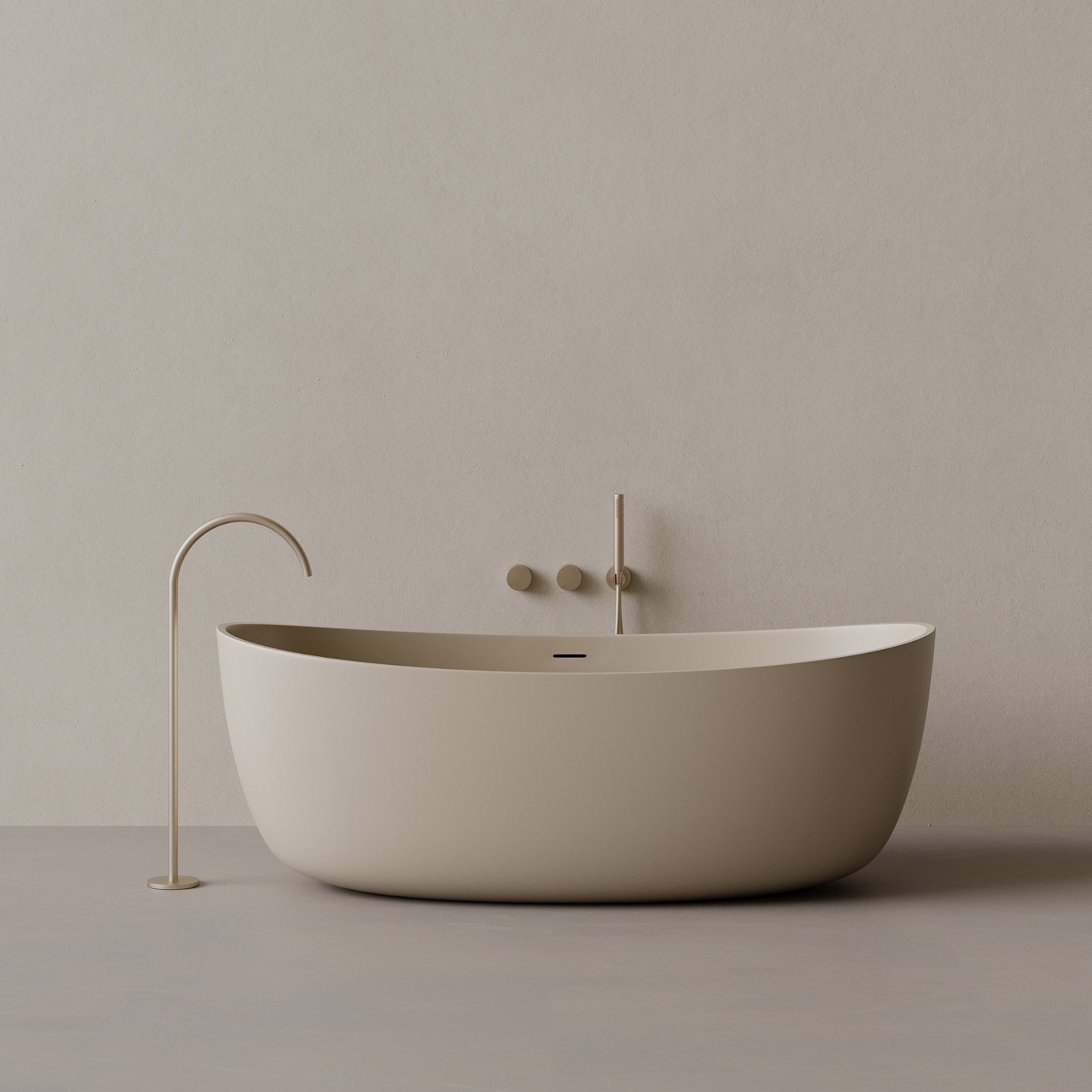 70" x 33" Oval Solid Surface Stone Resin Freestanding Bathtub