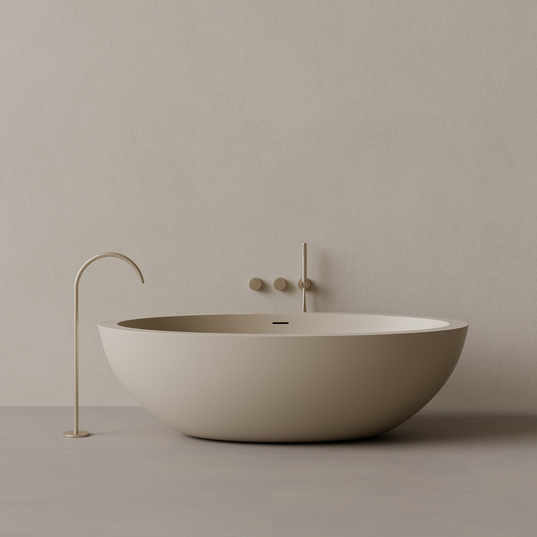 74" x 41" Oval Solid Surface Stone Resin Freestanding Bathtub
