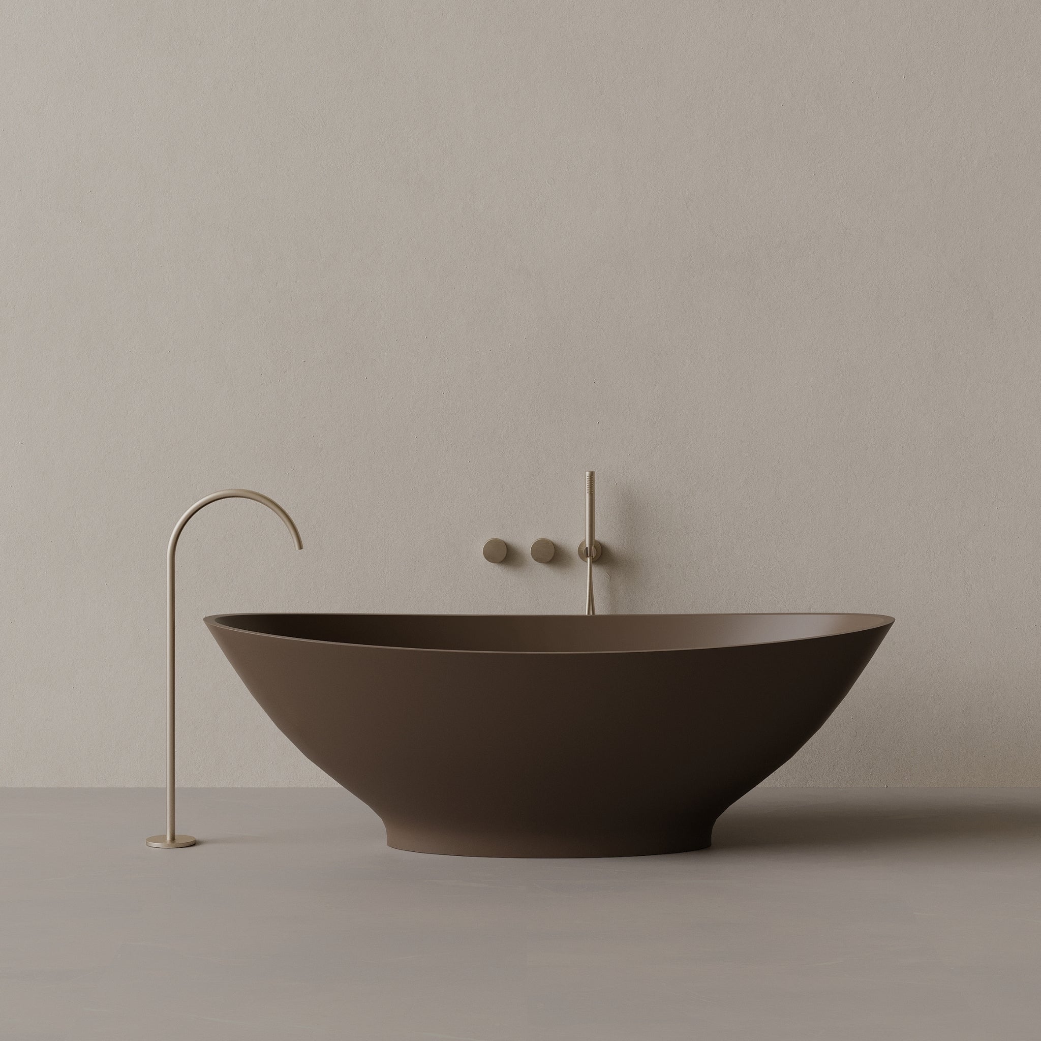 73" x 33" Oval Solid Surface Stone Resin Freestanding Bathtub