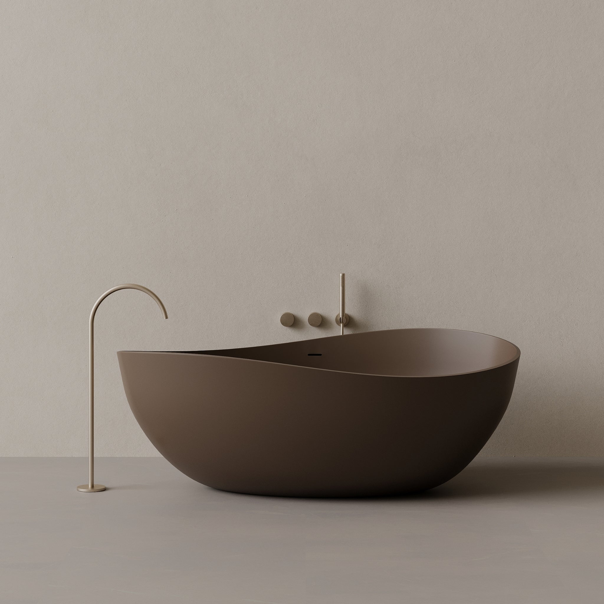 72" x 44" Oval Solid Surface Stone Resin Freestanding Bathtub