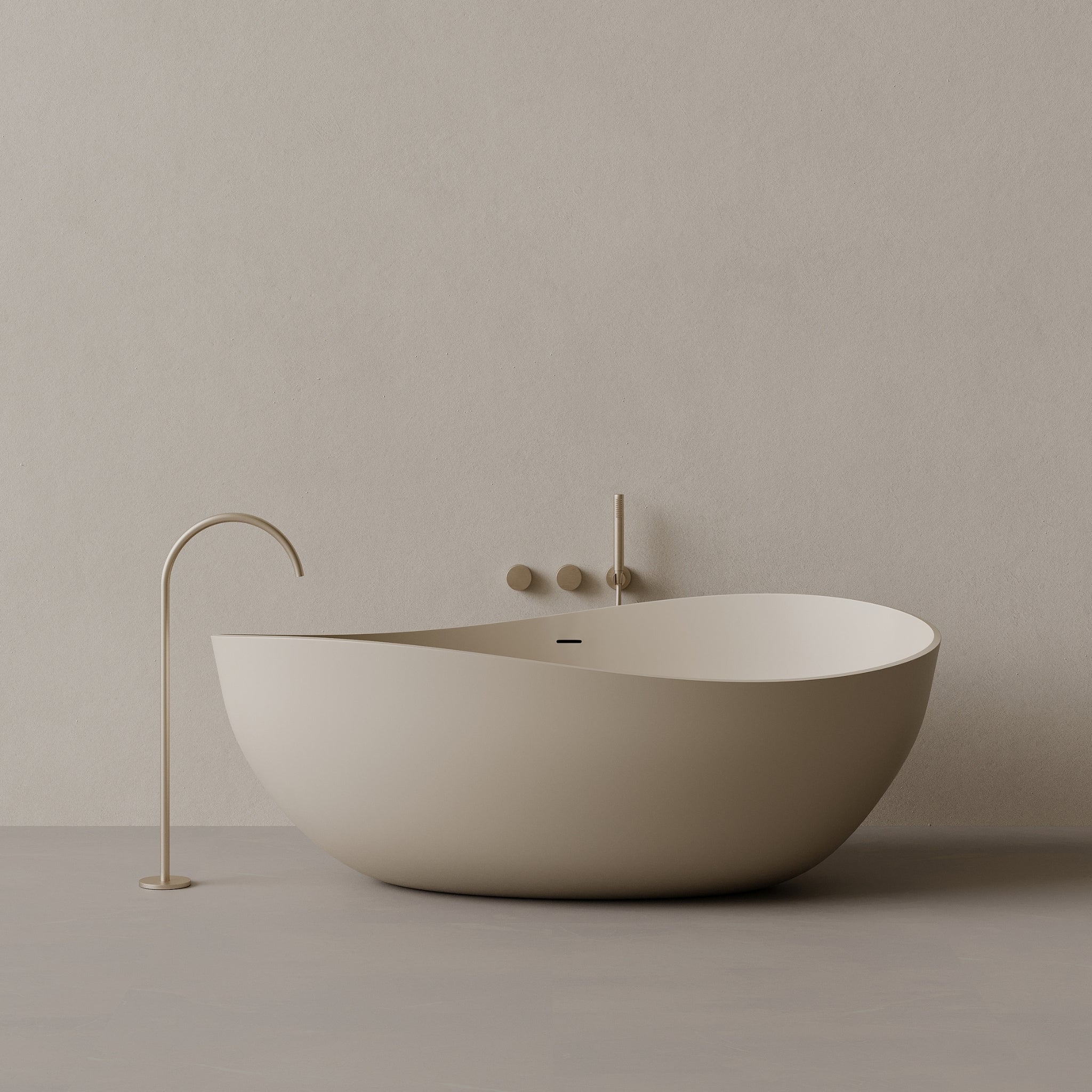 72" x 44" Oval Solid Surface Stone Resin Freestanding Bathtub