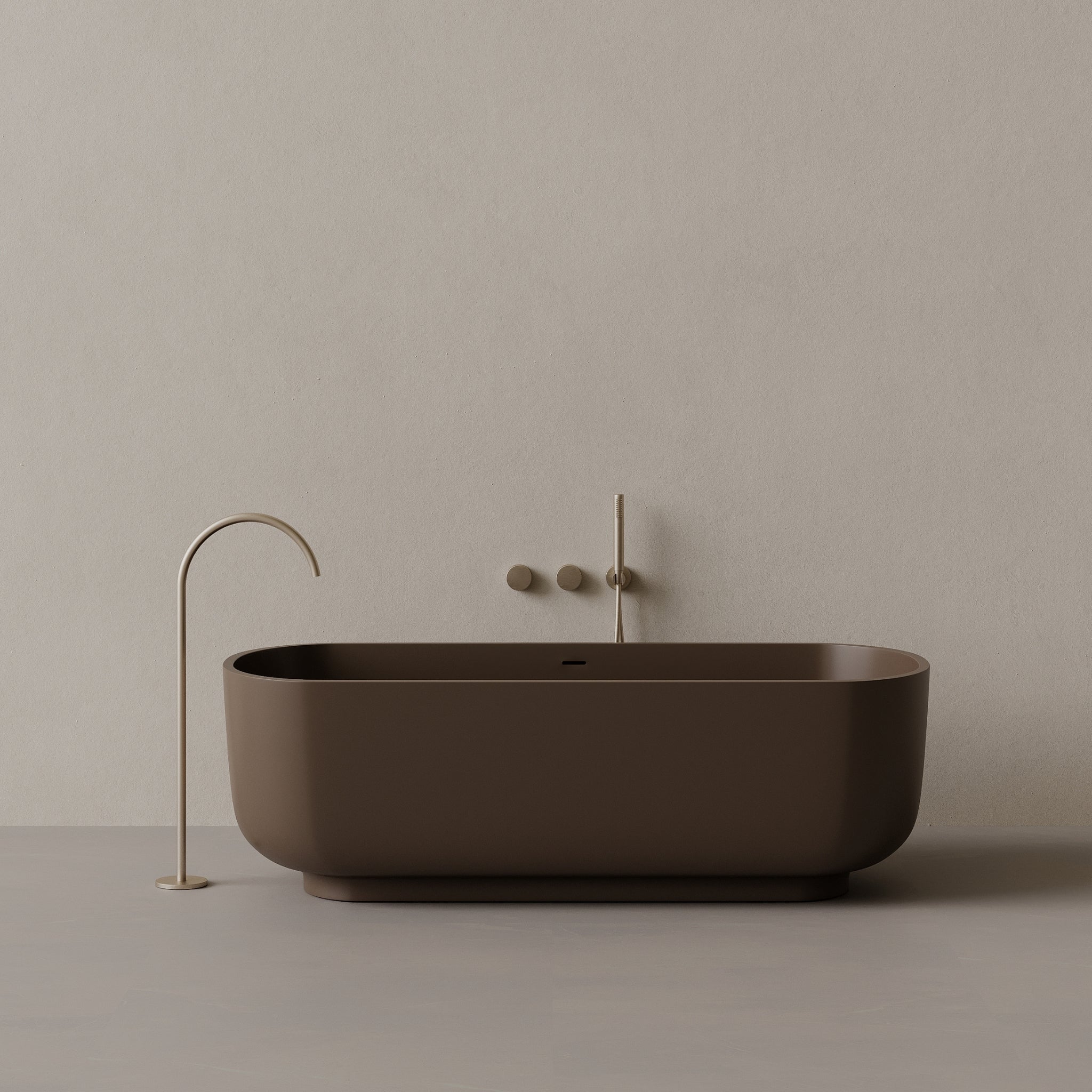 69" x 32" Oval Solid Surface Stone Resin Freestanding Bathtub