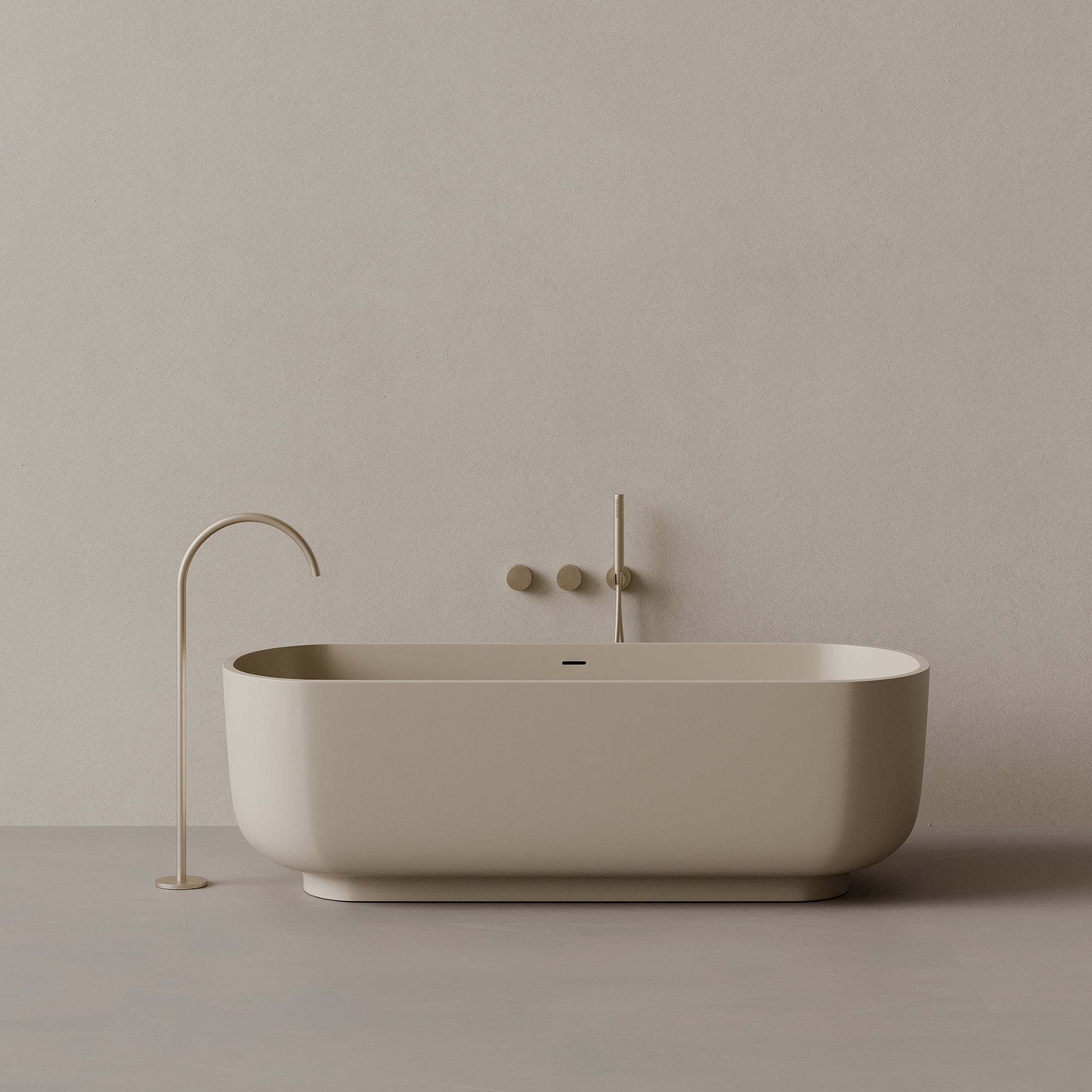 69" x 32" Oval Solid Surface Stone Resin Freestanding Bathtub